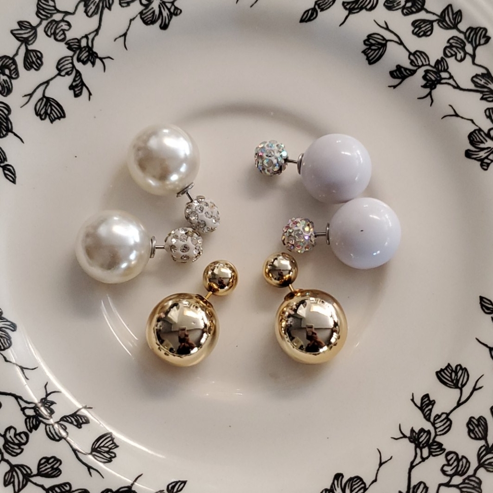 3 Pairs of Double Sided Pierced Earrings